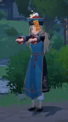 Preview of the Bounce emote, showing a character in a hopping jiangshi pose